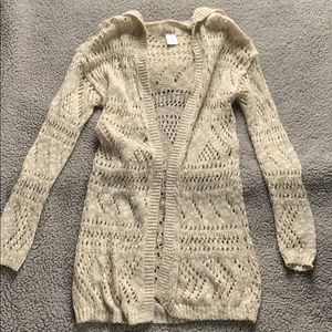 TAN CARDIGAN WITH HOOD
